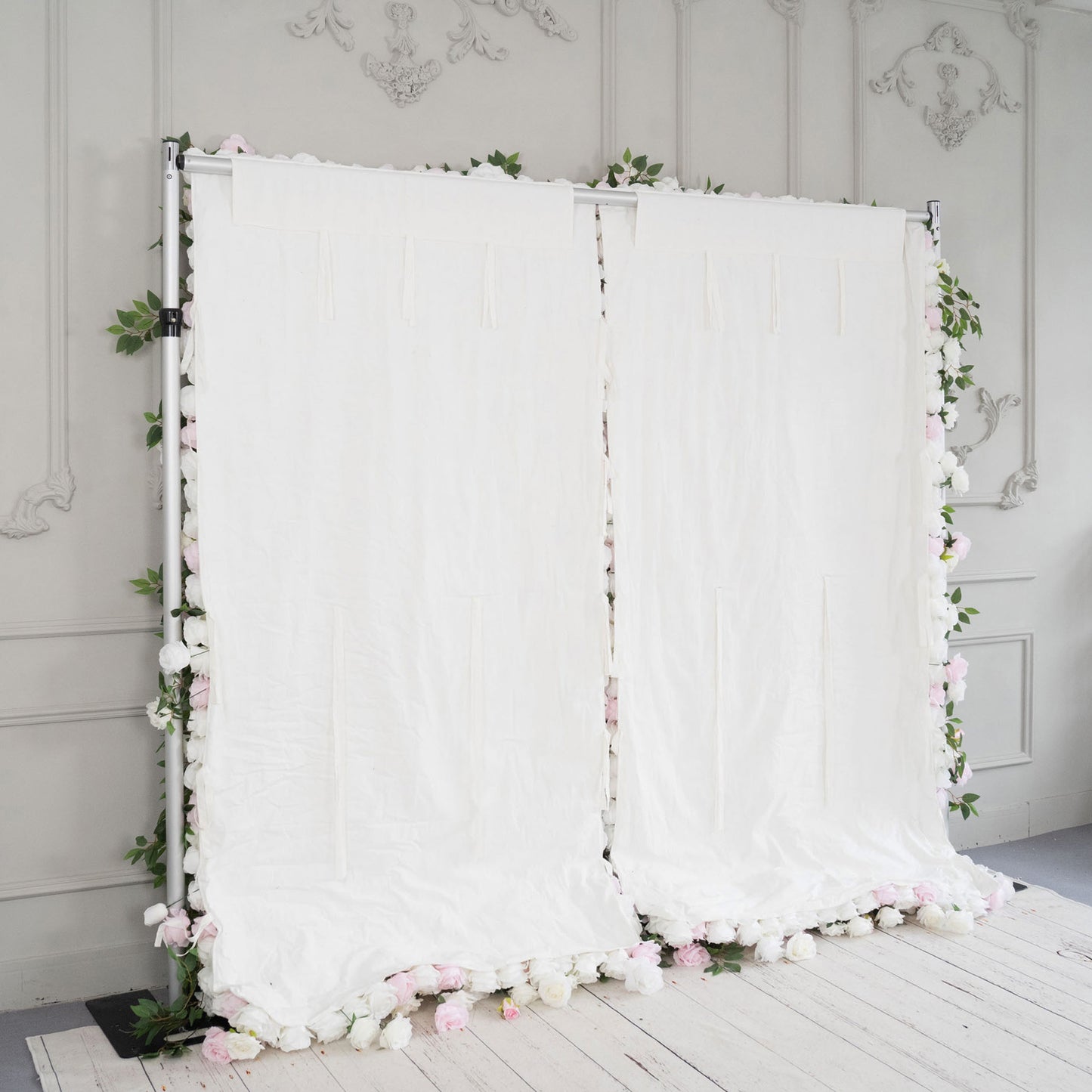 The fabric backing of flower wall