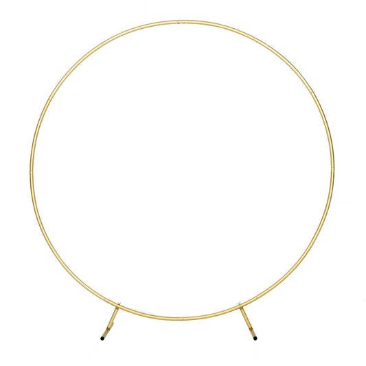 Round Stand Gold 6.5x6.5ft(2x2m) Aluminum Frames for Balloon Party Decor Wedding Ring Flower Arch - KetieStory