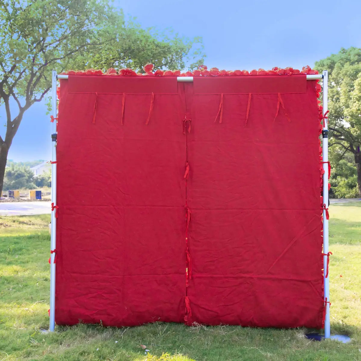 FLASH SALE Flower Wall 3D Red Rose Wedding Backdrop Fabric Rolling Up Curtain Event Proposal Decor