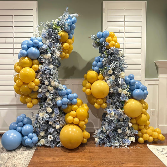 Blue White Artificial Flower Arch Backdrop for Wedding Proposal Party Decor