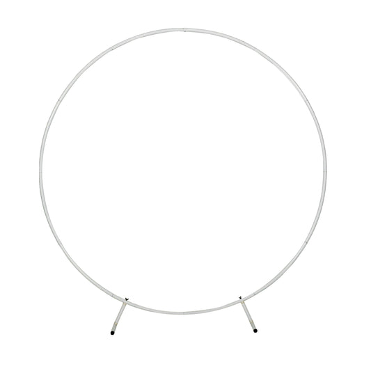 Round Stand White 6.5x6.5ft(2x2m) Aluminum Frames for Balloon Party Decor Wedding Ring Flower Arch - KetieStory