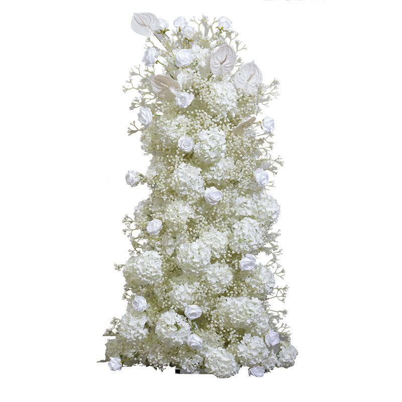 Flower Arch White Baby's Breath Hydrangea Rose Artificial Floral Event Proposal Wedding Decoration - KetieStory