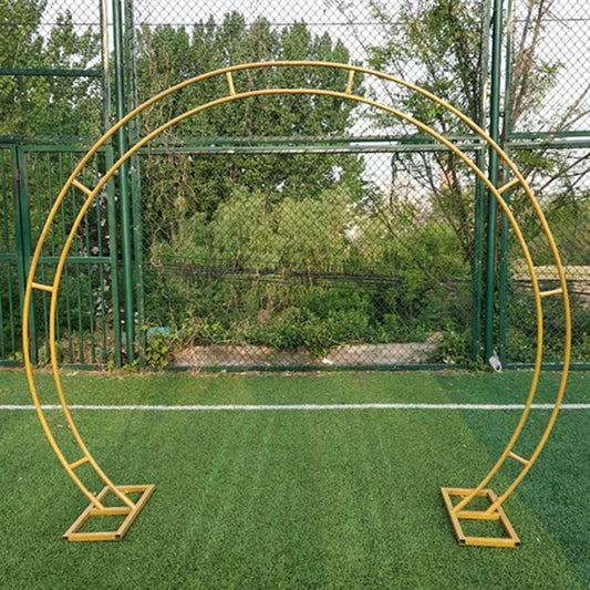 Gold Round Stand Wedding Props Wrought iron Double Pole Arch Flower Stand Frames - KetieStory