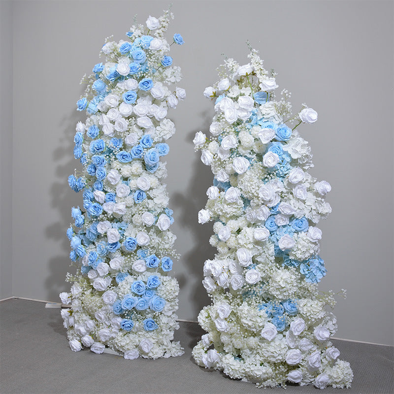 Flower Arch Blue White Roses Artificial Florals Backdrop Event Proposal Wedding Decoration - KetieStory