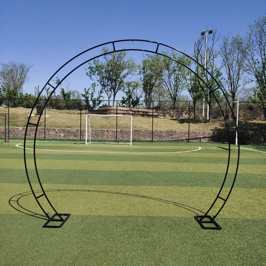 Black Round Stand Wedding Props Wrought iron Double Pole Arch Flower Stand Frames - KetieStory