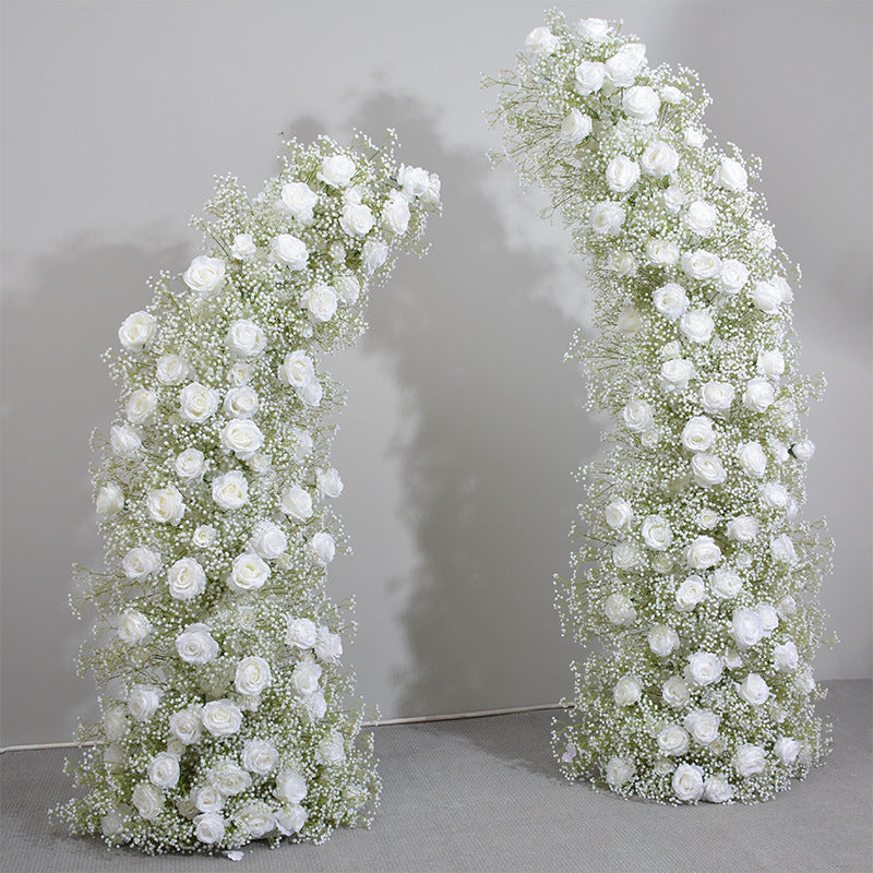 Flower Arch Baby's Breath Roses Artificial Horn Floral Event Proposal Wedding Decoration - KetieStory