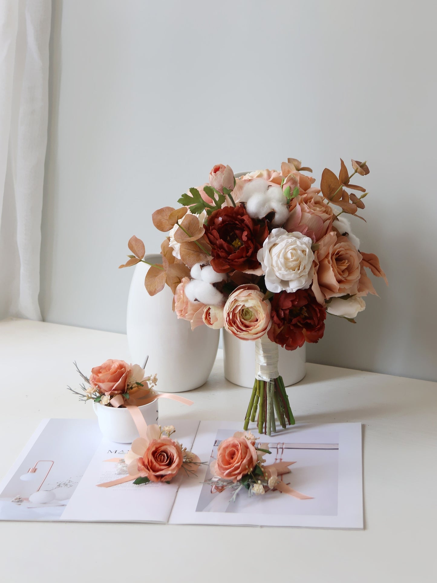 Bridal Bouquent Creamy Rose Vintage Lulienne for Wedding Party Proposal - KetieStory