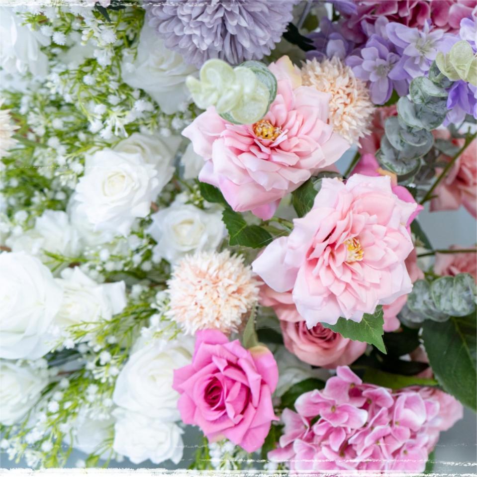 Flower Arch Pink Purple Rose Artificial Florals Backdrop Event Proposal Wedding Decoration - KetieStory