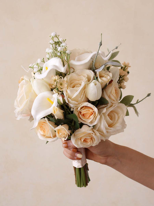 Bridal Bouquet Champagne Calla Lily for Wedding Party Proposal - KetieStory