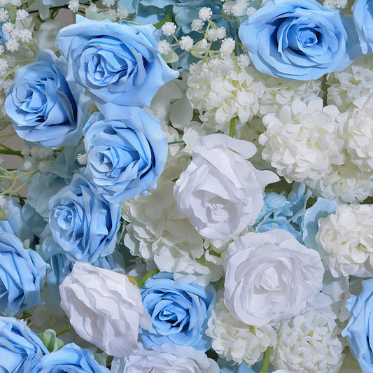 Flower Arch Blue White Roses Artificial Florals Backdrop Event Proposal Wedding Decoration - KetieStory