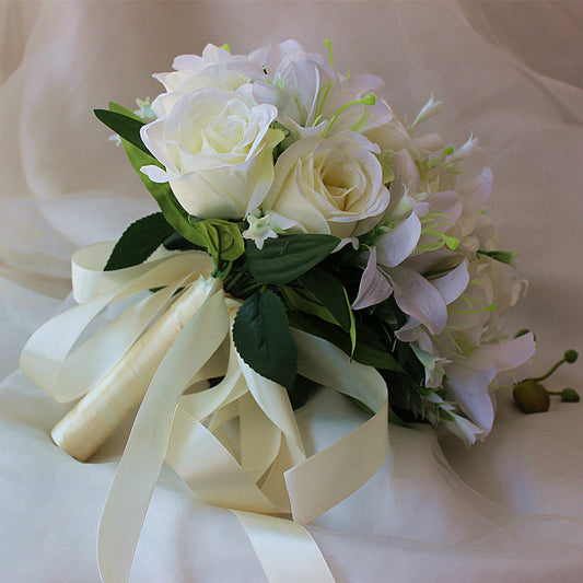 Cascade Bridal Bouquet Lily White for Wedding Party Proposal - KetieStory