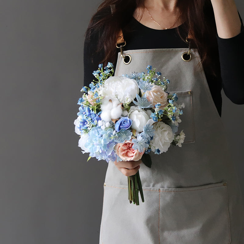 Bridal Bouquet Blue White Peony for Wedding Party Proposal - KetieStory