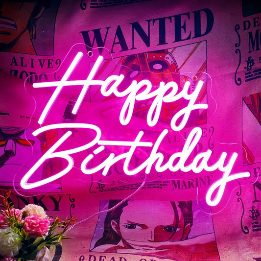 Happy Birthday Neon Sign Acrylic Plate for Party Wall Decor Christmas Birthday Wedding Bar Shop - KetieStory