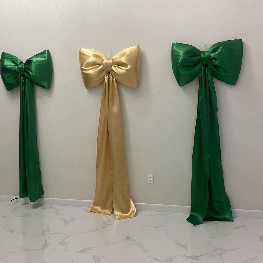 Pink 1.96x3.93ft Large Bow Fabric with Long Tail for Party Events