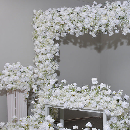 White Rose Flower Arch Set for Wedding Party Proposal Decor - KetieStory