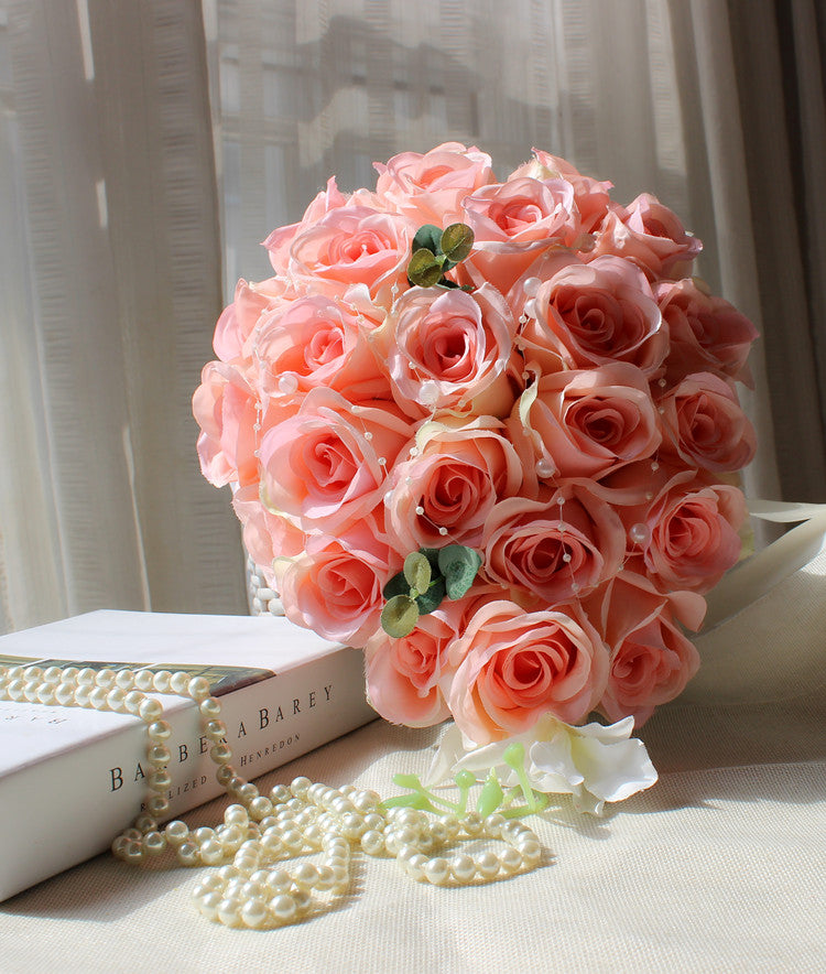 Cascade Bridal Bouquet in White & Champagne for Wedding Party Proposal - KetieStory