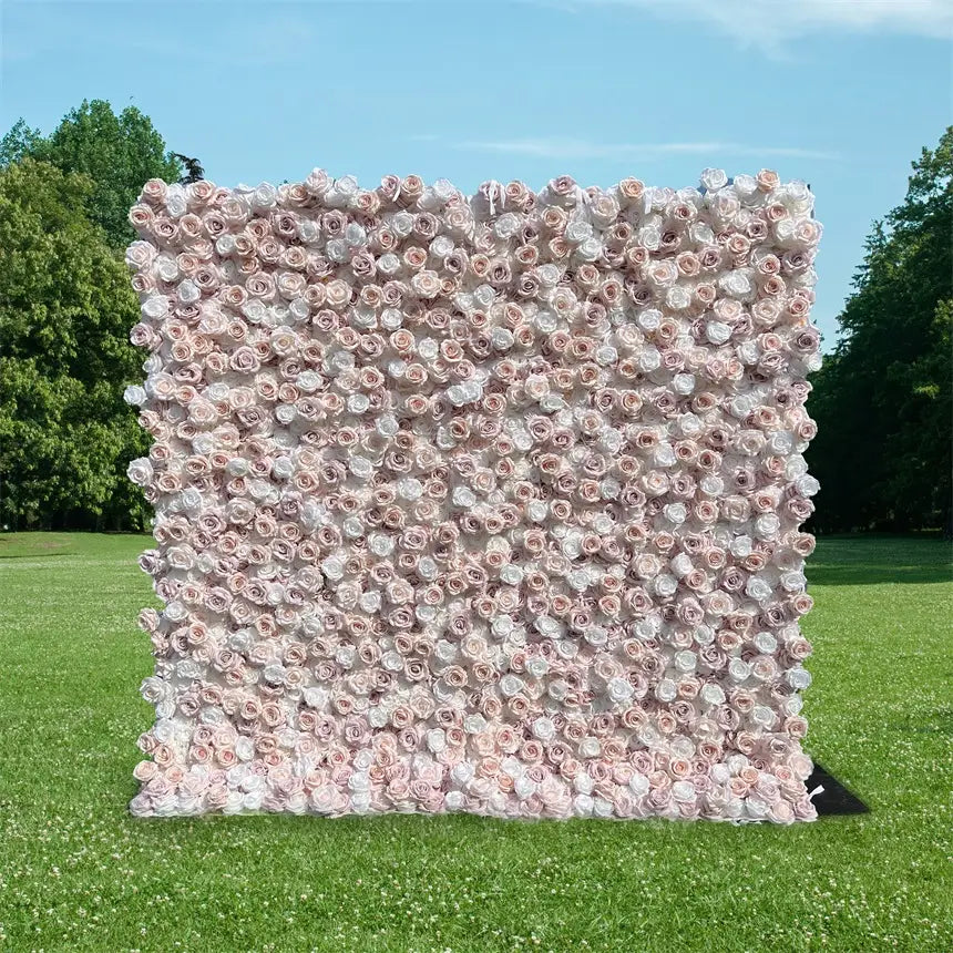 100% handmade, the 3D pink white flower wall provides a lifelike appearance and is easy to set up.