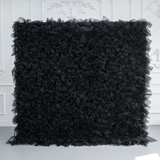 8×8ft Black Tulle Backdrop Decorative Wall for Wedding Gender Reveal Party Event