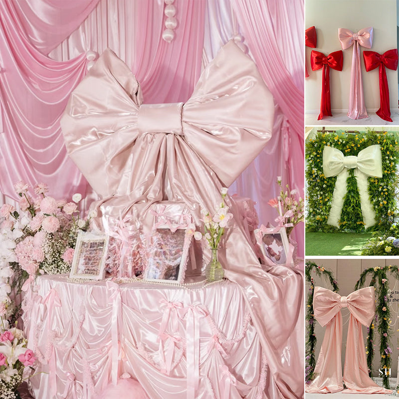White 1.96x3.93ft Giant Bow Puffy Padded with Tail for Party Events
