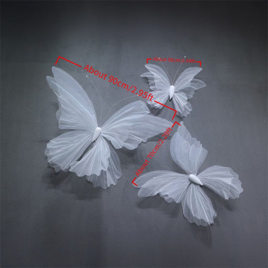 Set of 3 Giant Gauze Butterfly for Wedding Party Proposal Home Decor - KetieStory