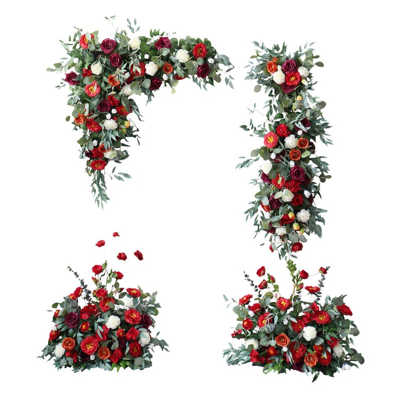 Green Red Flower sets for Christmas Wedding Party Decor Proposal - KetieStory