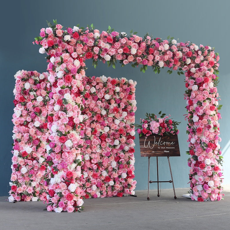 100% handmade, the rose red flower wall provides a lifelike appearance and is easy to set up.