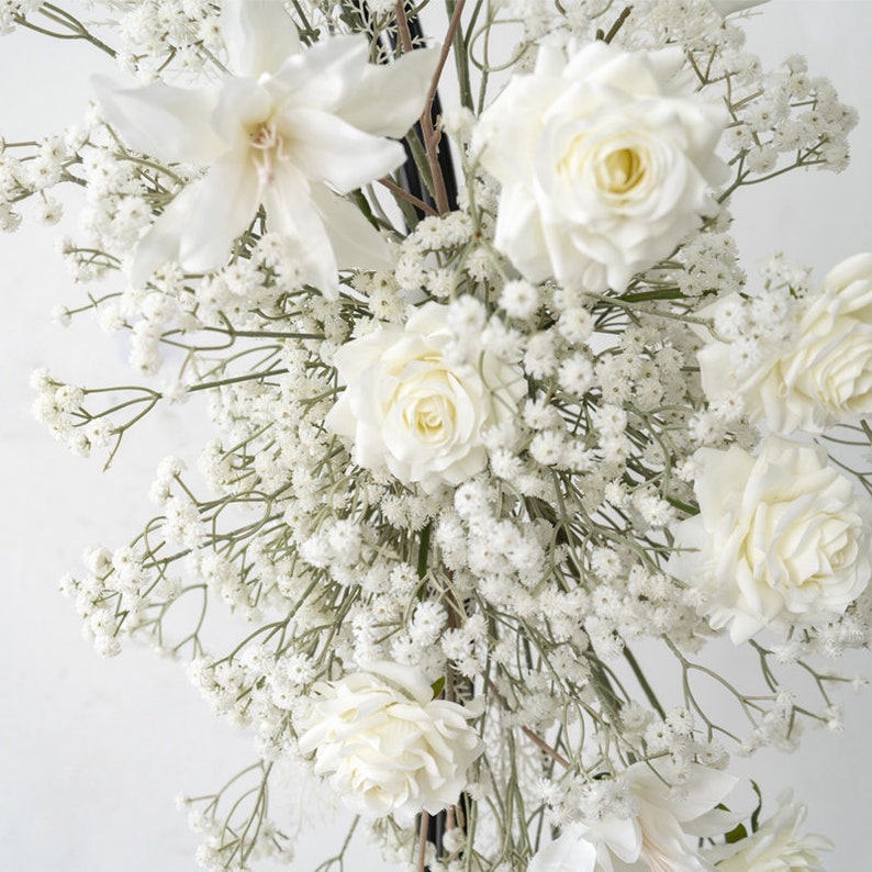 White Rose Gypsophila Arch Floral Frames for Wedding Party Decor Proposal - KetieStory