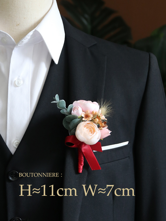 Wrist Flower Corsages Pink Champagne Series for Wedding Party Proposal Decor - KetieStory