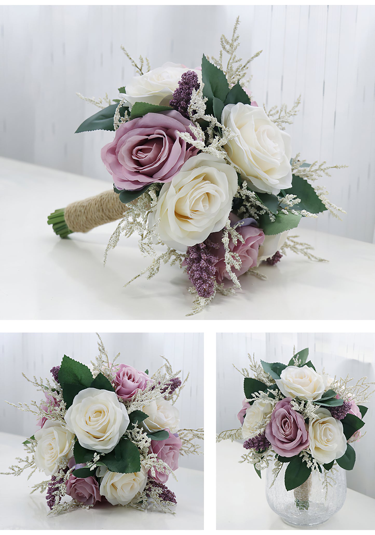 Bridal Bouquet in Champagne Purple for Wedding Party Proposal - KetieStory