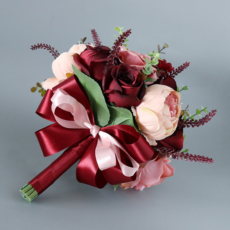 Bridal Bouquet in Dark Red Roses for Wedding Party Proposal - KetieStory