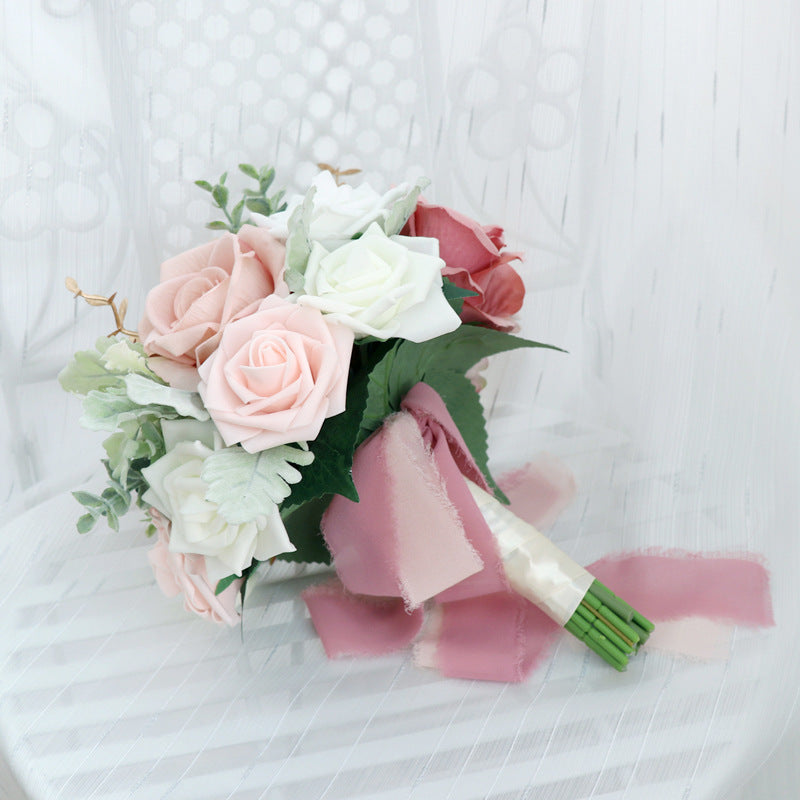 Bridal Bouquet White Pink for Wedding Party Proposal - KetieStory