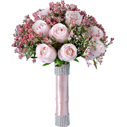 Round Bridal Bouquet in Light Pink for Wedding Party Proposal - KetieStory