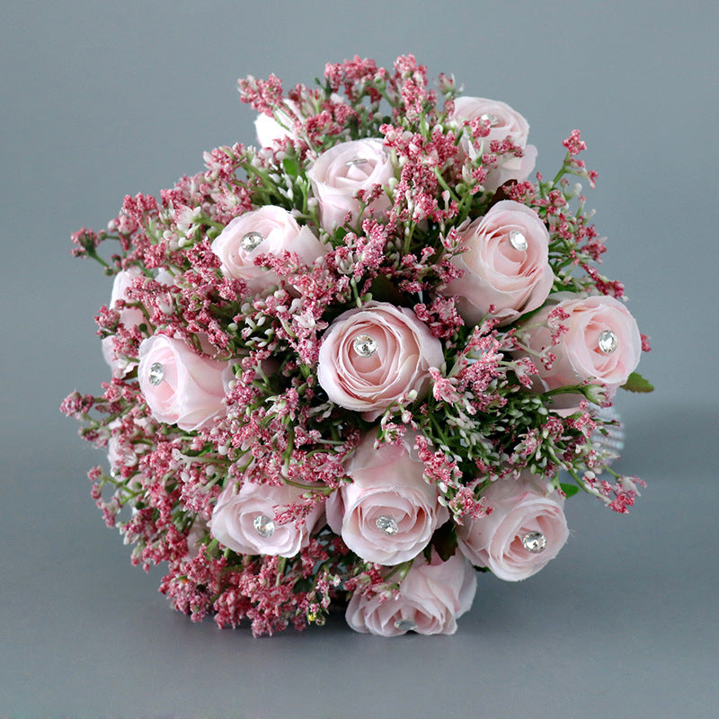 Round Bridal Bouquet in Light Pink for Wedding Party Proposal - KetieStory