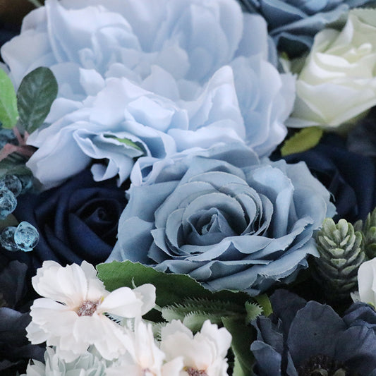 Flower Box Mixed Blue Silk Flower for Wedding Party Decor Proposal - KetieStory