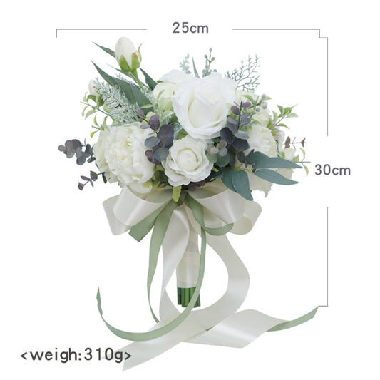 Bridal Bouquet in White Rose Peony for Wedding Party Proposal - KetieStory