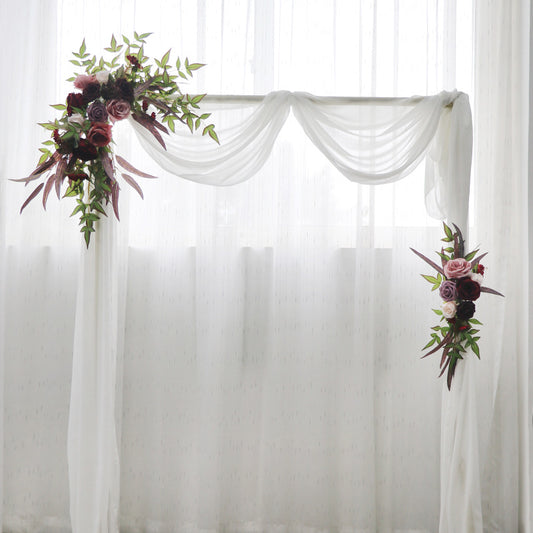 Wedding Arch Flowers Decor with Bean Paste Claret - KetieStory