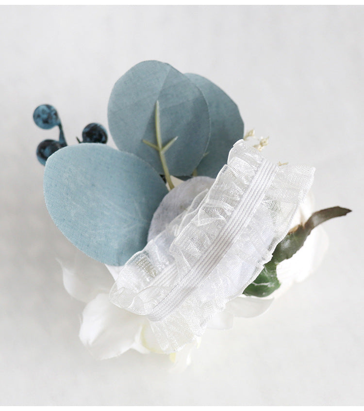 Wrist Flower Blue White Rose for Wedding Party Proposal Decor - KetieStory