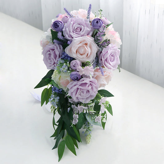 Bridal Bouquet Purple Roses for Wedding Party - KetieStory