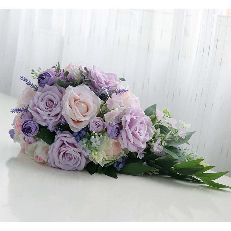 Bridal Bouquet Purple Roses for Wedding Party - KetieStory