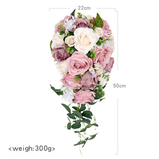 Bridal Bouquet Pink Roses for Wedding Party Proposal - KetieStory
