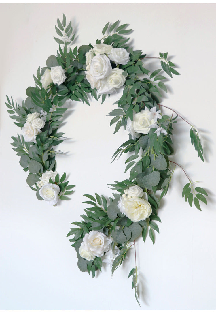 Table Flower Garland in white & Sage for Wedding Party Proposal Decor - KetieStory