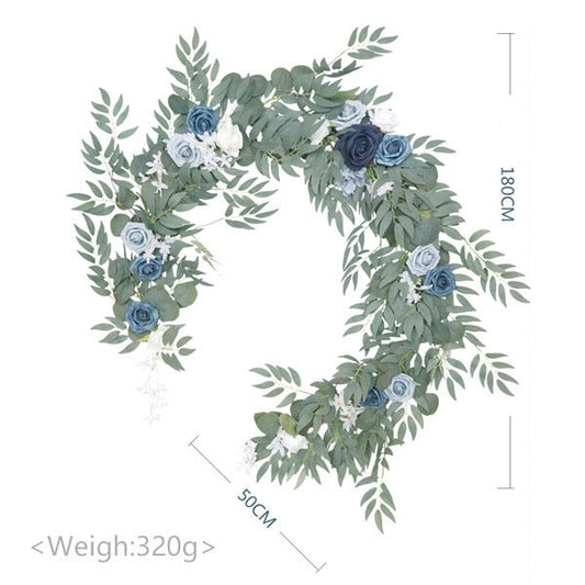 Table Flower Garland in Blue Rose Sage for Wedding Party Proposal Decor - KetieStory