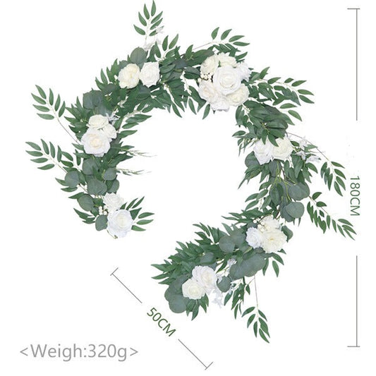 Table Flower Garland in white & Sage for Wedding Party Proposal Decor - KetieStory