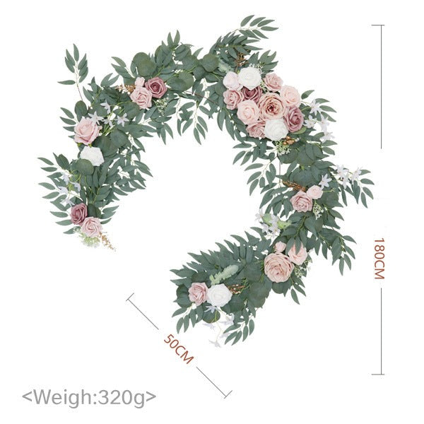 Table Flower Garland in Pink Rose Sage for Wedding Party Proposal Decor - KetieStory
