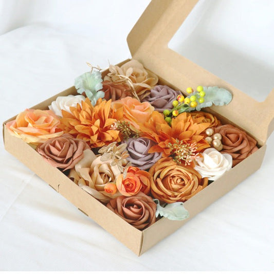Flower Box Orange Silk Flower for Wedding Party Decor Proposal - KetieStory