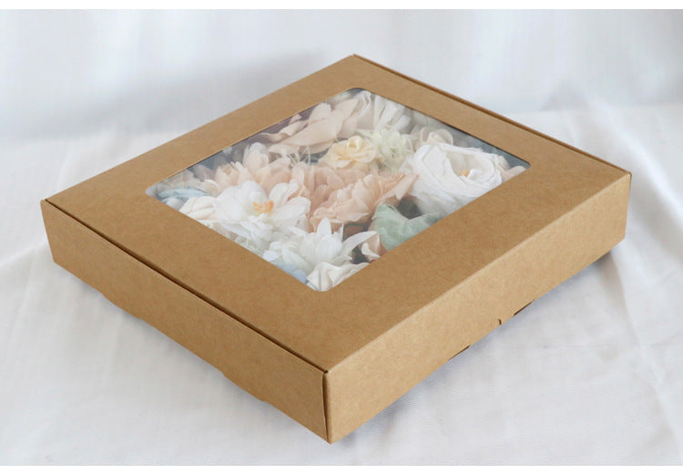 Champagne White Roses Flower Box Silk Flower for Wedding Party Decor Proposal - KetieStory