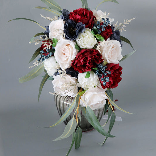 Cascade Bridal Bouquet in White Red for Wedding Party Proposal - KetieStory