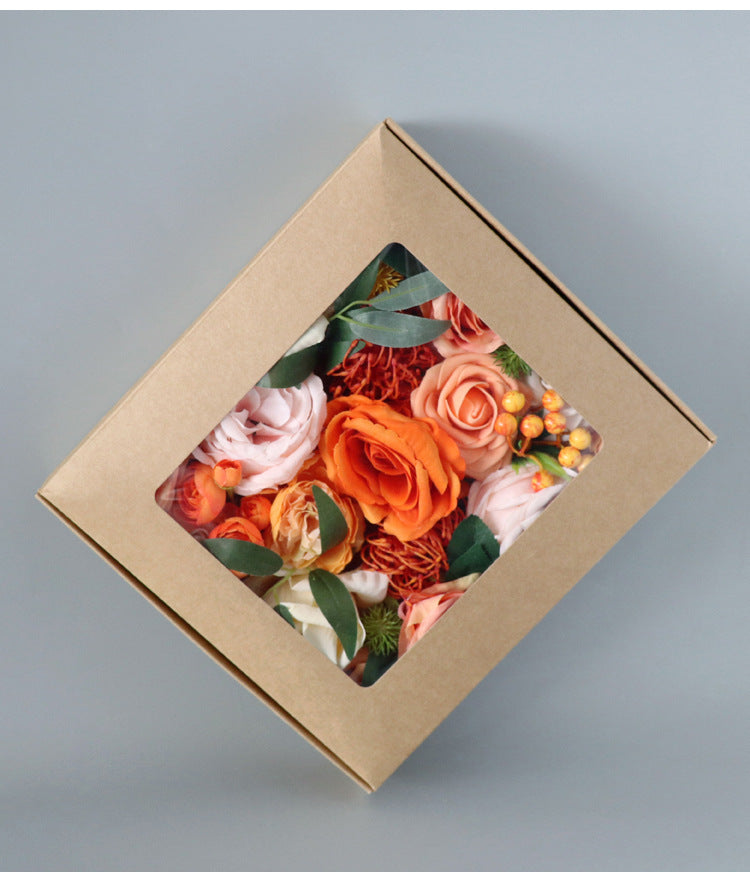 Flower Box Orange Roses Silk Flower for Wedding Party Decor Proposal - KetieStory