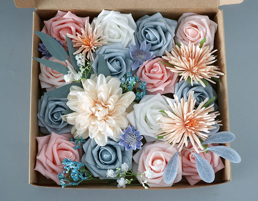 Flower Box Pink Blue Silk Flower for Wedding Party Decor Proposal - KetieStory