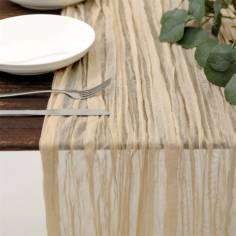 Tablecloths and Linens with Beige Curtains for Weeding Parties Ceremony Photography Banquet Event Party - KetieStory